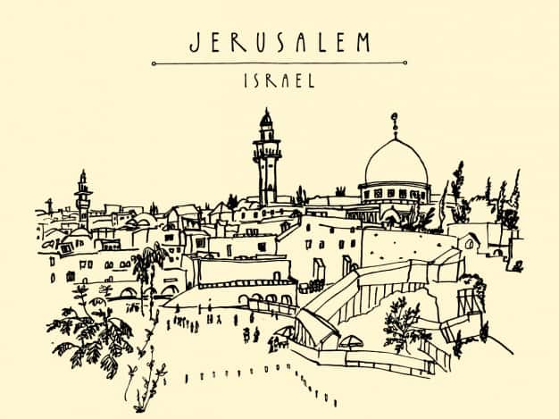 ירושלים איור שחור לבן